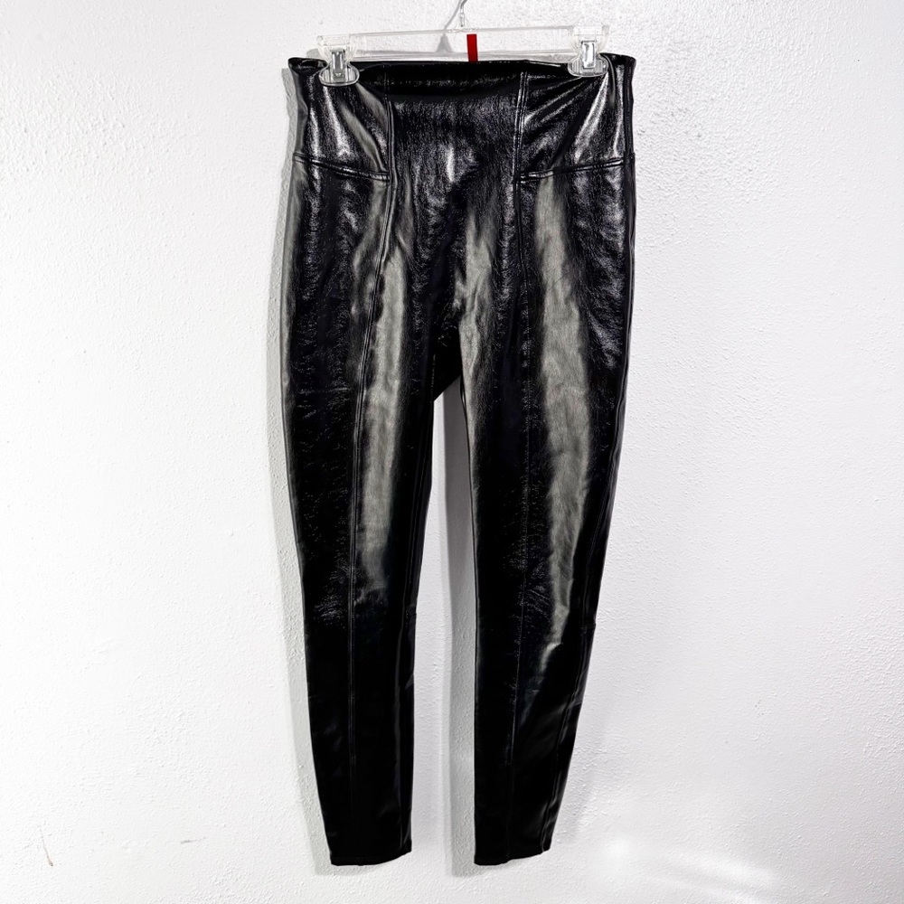 Spanx faux patent leather black pants med